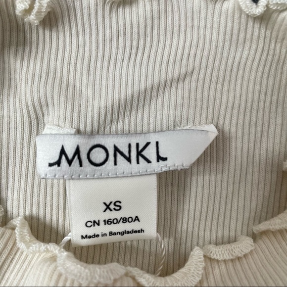 Asos Monki Organic  Cotton Long Sleeve Top In Beige Size XS NWT - Picture 5 of 6